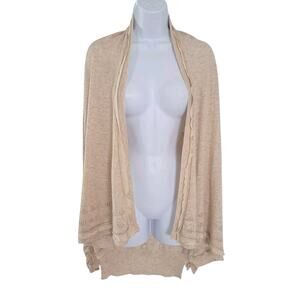 Anthropologie Leifsdottir Waterfall Wool Cardigan Pointelle Sz S Cream Boho